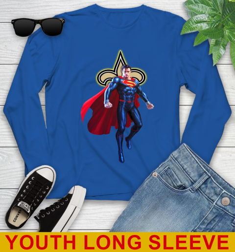 NFL Superman DC Sports Football New Orleans Saints Youth Long Sleeve 10