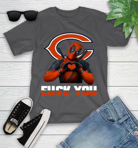 NHL Chicago Bears Deadpool Love You Fuck You Football Sports Youth T-Shirt 6