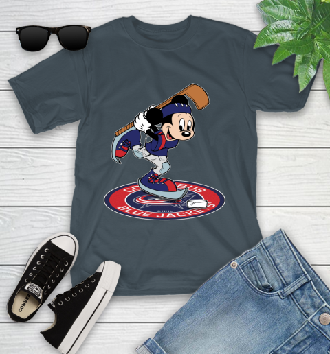 NHL Hockey Columbus Blue Jackets Cheerful Mickey Disney Shirt Youth T-Shirt 8