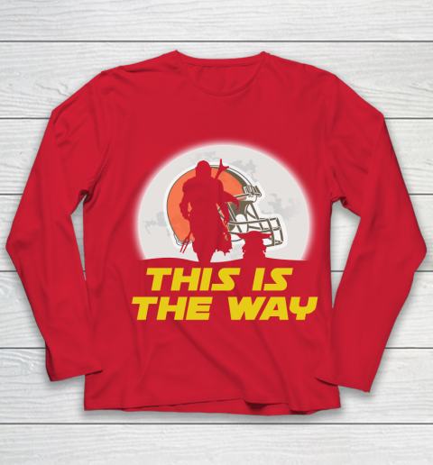 Cleveland Browns NFL Football Star Wars Yoda And Mandalorian This Is The Way Youth Long Sleeve 8