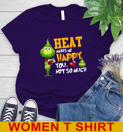 NBA Miami Heat Makes Me Happy You Not So Much Grinch Basketball Sports Women's T-Shirt 4