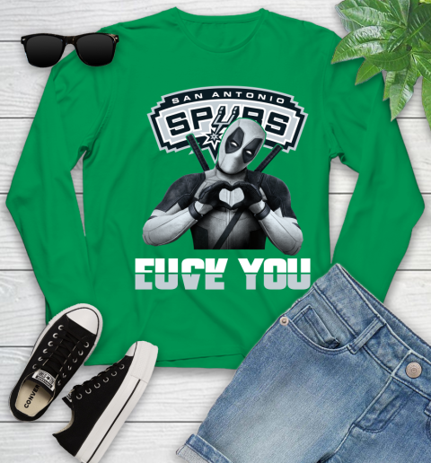 NBA San Antonio Spurs Deadpool Love You Fuck You Basketball Sports Youth Long Sleeve 7