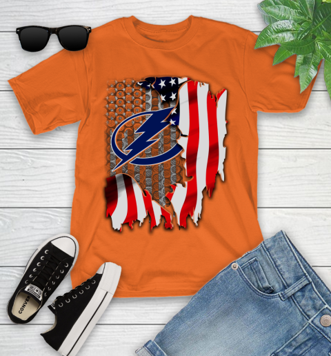 Tampa Bay Lightning NHL Hockey American Flag Youth T-Shirt 9