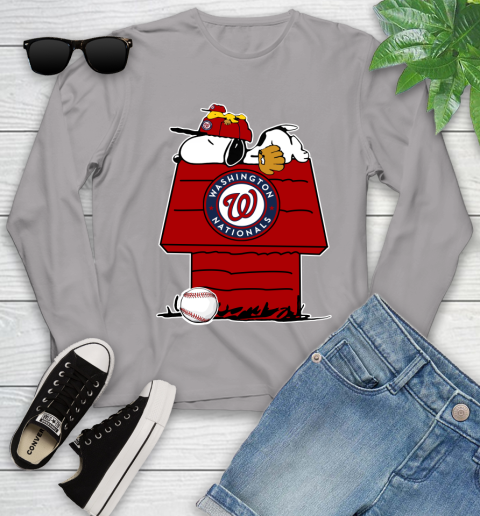 MLB Washington Nationals Snoopy Woodstock The Peanuts Movie Baseball T Shirt_000 Youth Long Sleeve 5