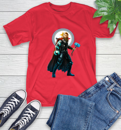 NFL Thor Avengers Endgame Football Pittsburgh Steelers T-Shirt 10