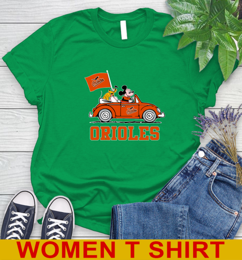 MLB Baseball Baltimore Orioles Pluto Mickey Driving Disney Shirt Women's T-Shirt 6
