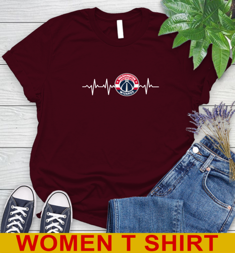 Washington Wizards NBA Basketball Heart Beat Shirt Women's T-Shirt - Image 7