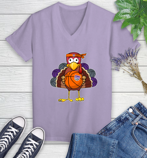 Sacramento Kings Turkey thanksgiving day Women's V-Neck T-Shirt 14