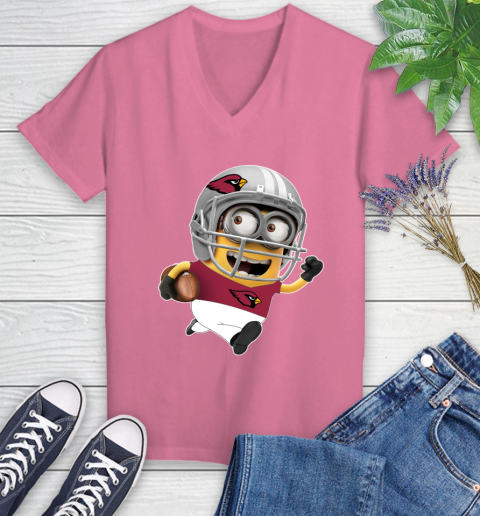 NFL Arizona Cardinals Minions Disney Football Sports Women's V-Neck T-Shirt 13