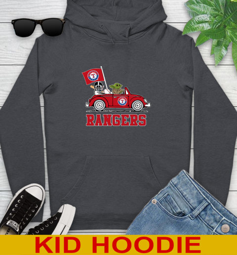 MLB Baseball Texas Rangers Darth Vader Baby Yoda Driving Star Wars Shirt Youth Hoodie 9
