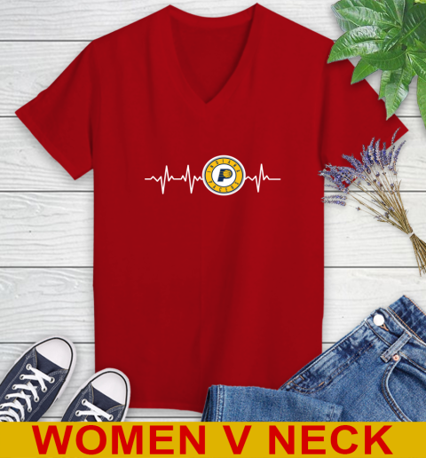 Indiana Pacers NBA Basketball Heart Beat Shirt Women's V-Neck T-Shirt 10
