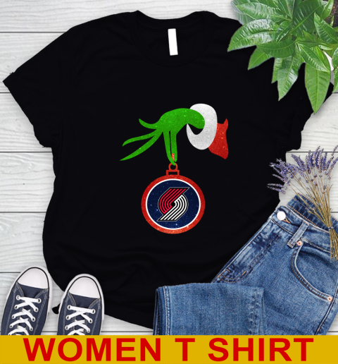 Portland Trail Blazers Grinch Merry Christmas NBA Basketball Women's T-Shirt 2
