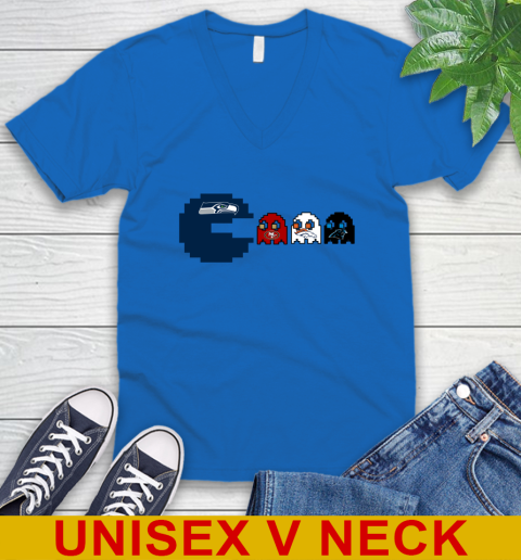 Seattle Seahawks NFL Football Pac Man Champion V-Neck T-Shirt 6