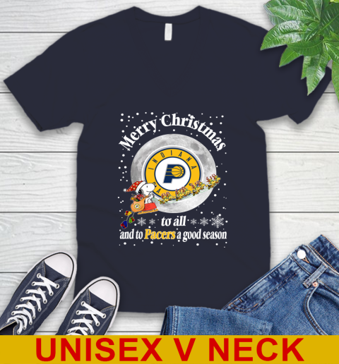 Indiana Pacers Merry Christmas To All And To Pacers A Good Season NBA Basketball Sports V-Neck T-Shirt 2