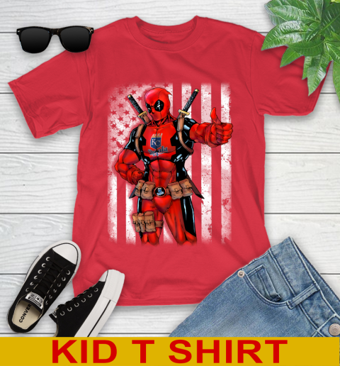 MLB Baseball Kansas City Royals Deadpool American Flag Shirt Youth T-Shirt 11