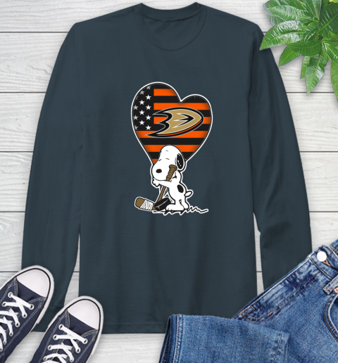 Anaheim Ducks NHL Hockey The Peanuts Movie Adorable Snoopy Long Sleeve T-Shirt 8
