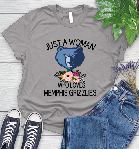 NBA Just A Woman Who Loves Memphis Grizzlies Basketball Sports Women's T-Shirt 3