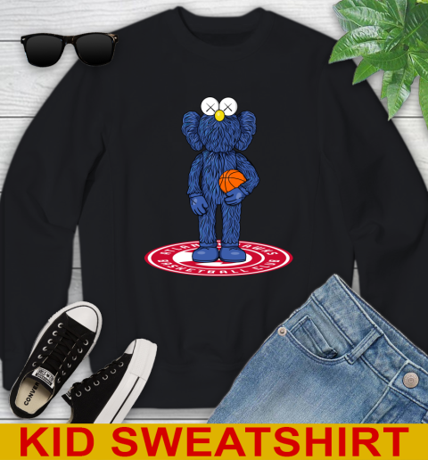 NBA Basketball Atlanta Hawks Kaws Bff Blue Figure Shirt Youth Sweatshirt 2