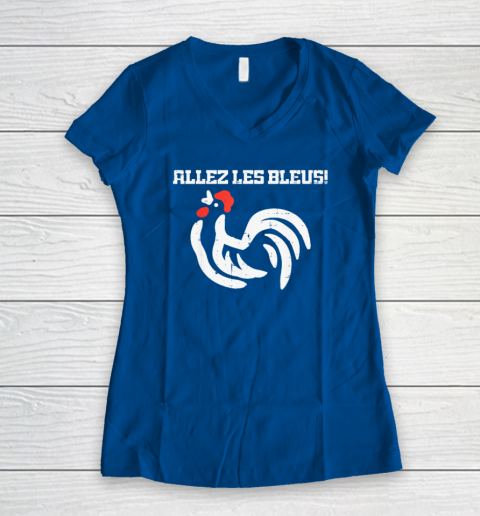 France Allez Les Bleus French Rooster Soccer Women's V-Neck T-Shirt 5
