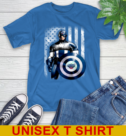 New Orleans Pelicans NBA Basketball Captain America Marvel Avengers American Flag Shirt T-Shirt 11