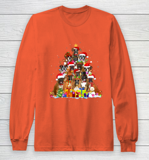 Christmas Pajama Boxer Tree Xmas Gifts Dog Dad Mom Long Sleeve T-Shirt 3