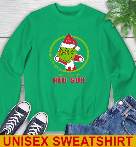 Boston Red Sox MLB Christmas Grinch I Hate People But I Love My Favorite Baseball Team Sweatshirt 6