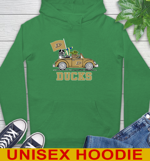 NHL Hockey Anaheim Ducks Darth Vader Baby Yoda Driving Star Wars Shirt Hoodie 8