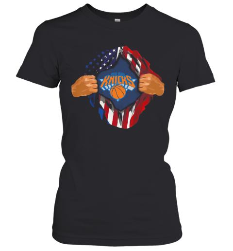 Blood Insides New York Knicks Basketball American Flag Independence Day Women's T-Shirt