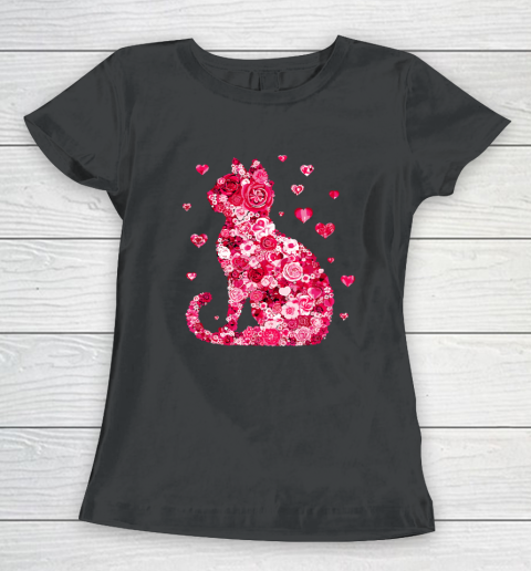 Funny Girls Cat Valentines Day Happy Meowentine's Day Women's T-Shirt