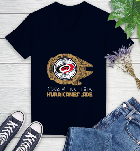 NHL Come To The Carolina Hurricanes Wars Hockey Sports Women's V-Neck T-Shirt 2