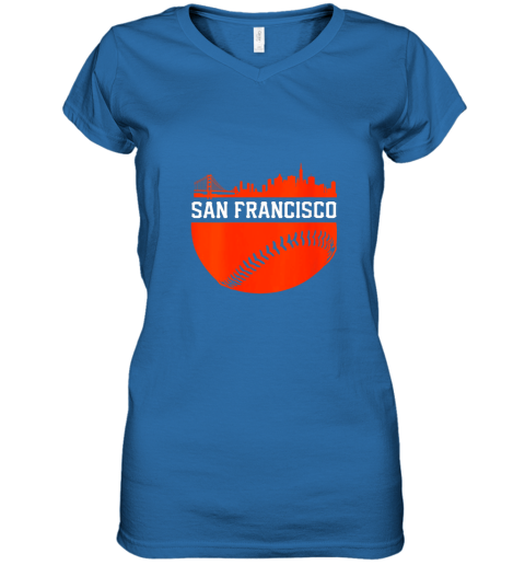 tpsx womens san francisco baseball vintage sf the city skyline gift women v neck t shirt 39 front royal