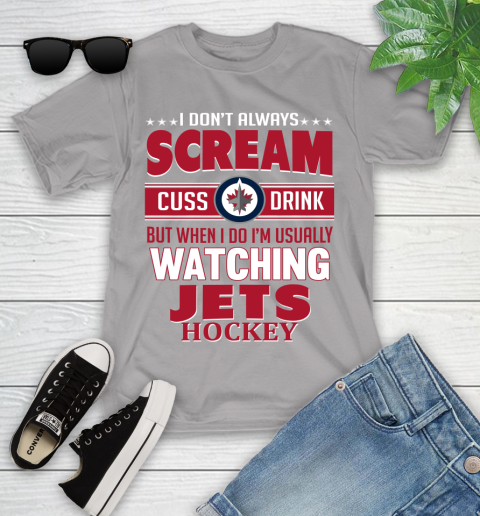 Winnipeg Jets NHL Hockey I Scream Cuss Drink When I'm Watching My Team Youth T-Shirt 4
