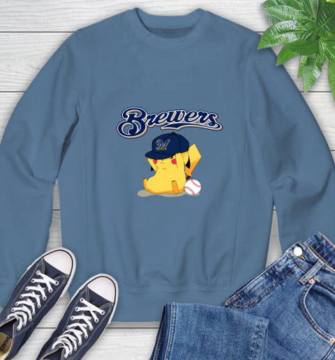 MLB Pikachu Baseball Sports Milwaukee Brewers Sweatshirt 7