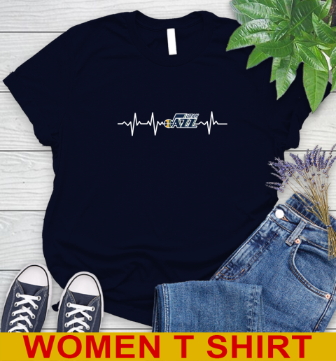 Utah Jazz NBA Basketball Heart Beat Shirt Women's T-Shirt 2