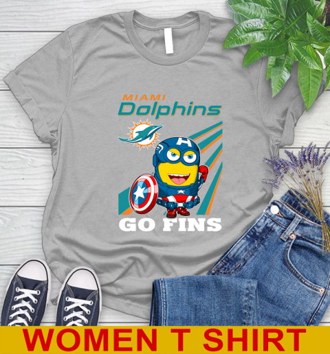 NFL Football Miami Dolphins Captain America Marvel Avengers Minion Shirt Women's T-Shirt 5