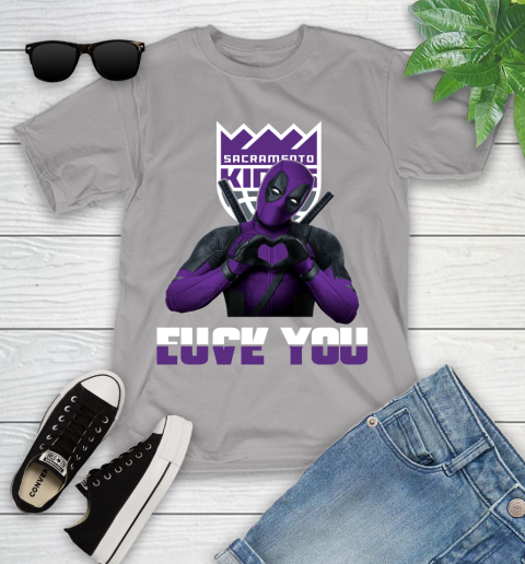 NBA Sacramento Kings Deadpool Love You Fuck You Basketball Sports Youth T-Shirt 4