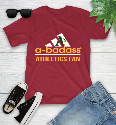 MLB A Badass Oakland Athletics Fan Adidas Baseball Sports Youth T-Shirt 14
