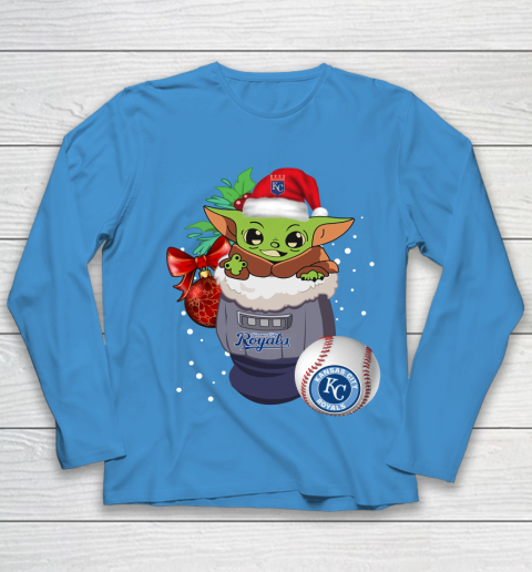 Kansas City Royals Christmas Baby Yoda Star Wars Funny Happy MLB Youth Long Sleeve 7