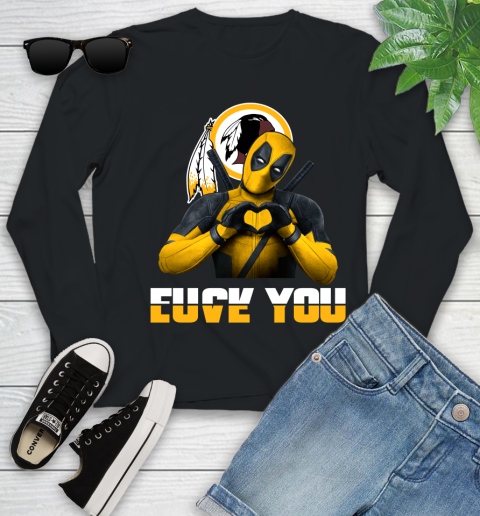 NHL Washington Redskins Deadpool Love You Fuck You Football Sports Youth Long Sleeve