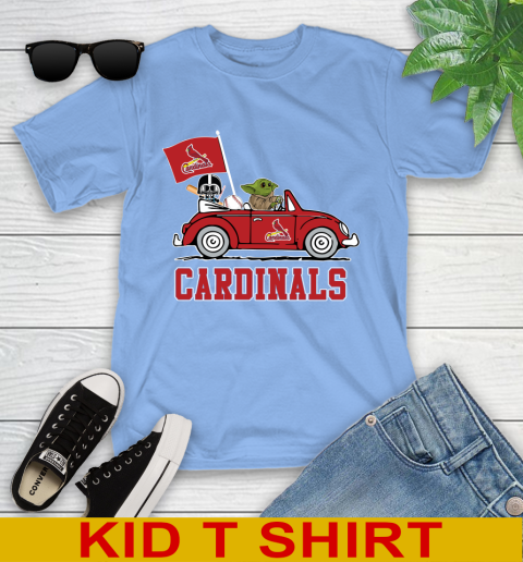 MLB Baseball St.Louis Cardinals Darth Vader Baby Yoda Driving Star Wars Shirt Youth T-Shirt 11