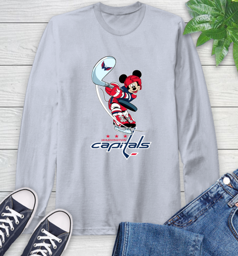 NHL Hockey Washington Capitals Cheerful Mickey Mouse Shirt Long Sleeve T-Shirt 6
