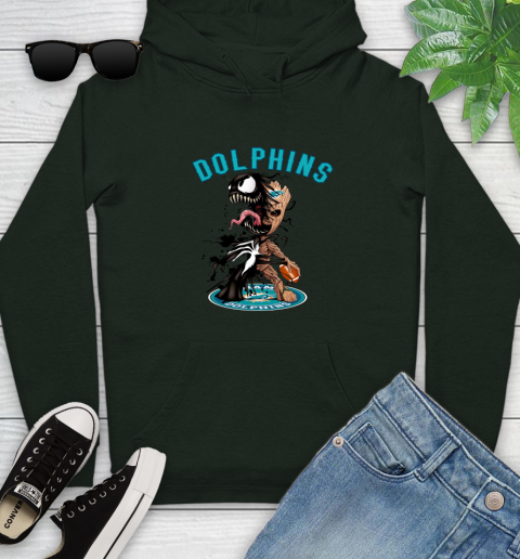 NFL Miami Dolphins Football Venom Groot Guardians Of The Galaxy Youth Hoodie 13
