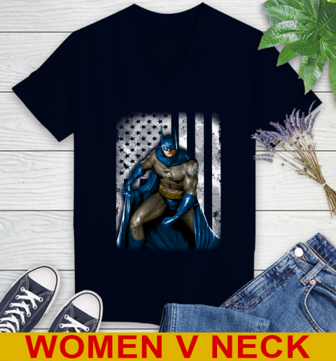 Los Angeles Dodgers MLB Baseball Batman DC American Flag Shirt Women's V-Neck T-Shirt 2