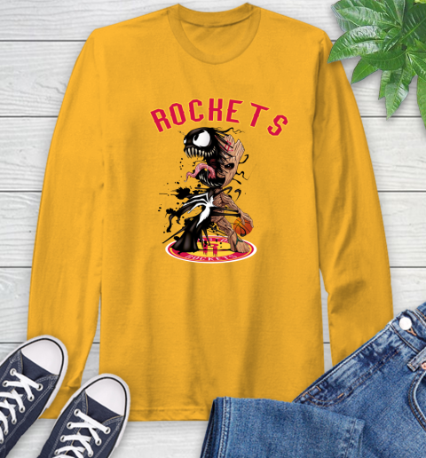 NBA Houston Rockets Basketball Venom Groot Guardians Of The Galaxy Long Sleeve T-Shirt 3