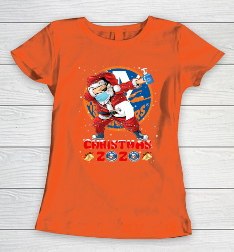 New York Islanders Funny Santa Claus Dabbing Christmas 2020 NHL Women's T-Shirt 3