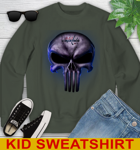 Washington Capitals NHL Hockey Punisher Skull Sports Youth Sweatshirt 8