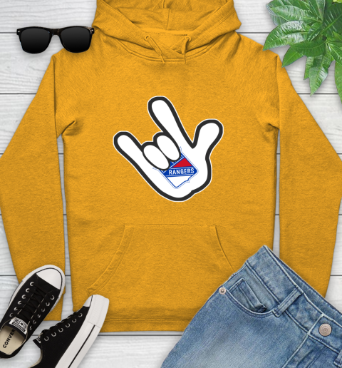 New York Rangers NHL Hockey Mickey Rock Hand Disney Youth Hoodie 3