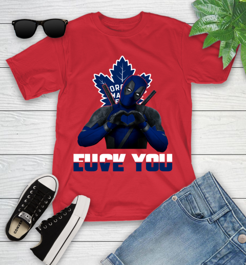 NHL Toronto Maple Leafs Deadpool Love You Fuck You Hockey Sports Youth T-Shirt 13