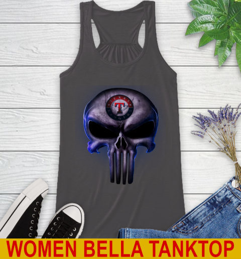 Texas Rangers MLB Baseball Punisher Skull Sports Racerback Tank 10
