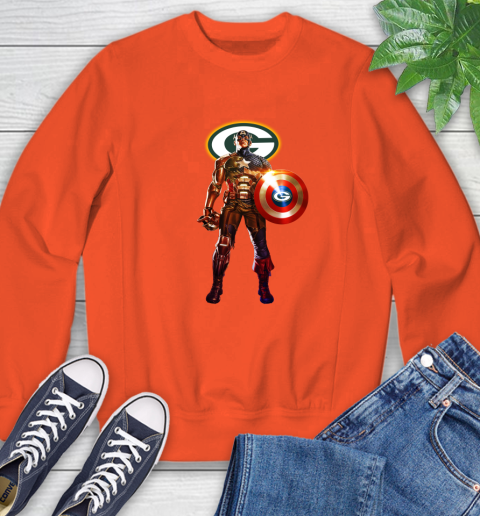 NFL Captain America Marvel Avengers Endgame Football Sports Green Bay Packers Sweatshirt 4